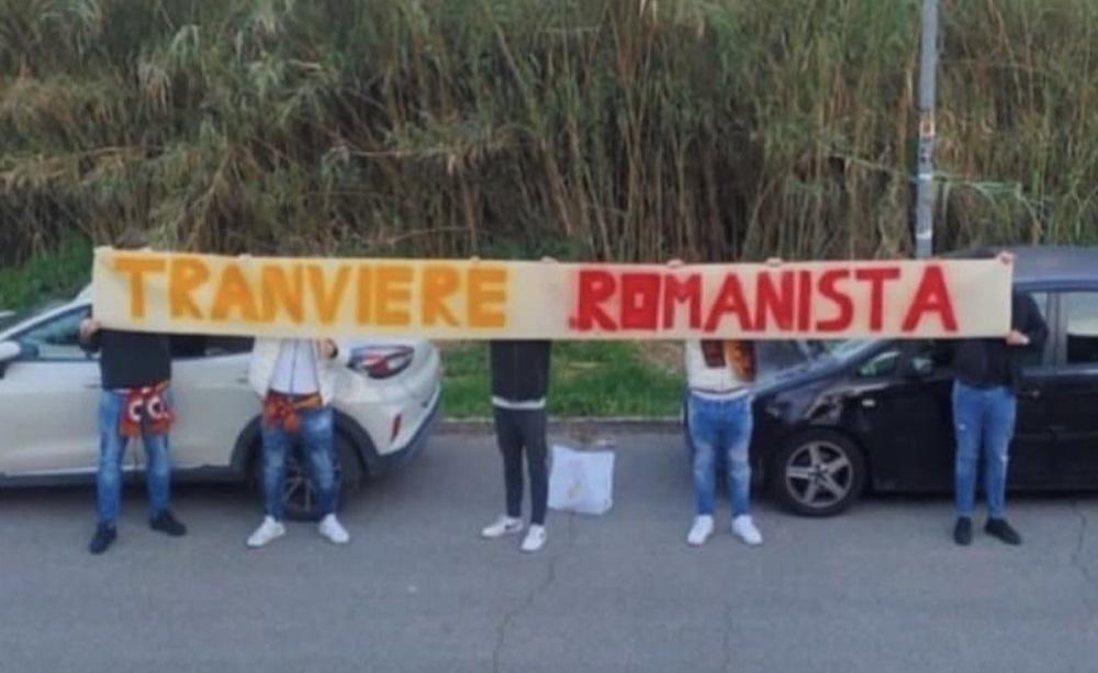 Striscione contro Immobile prima di Roma-Udinese