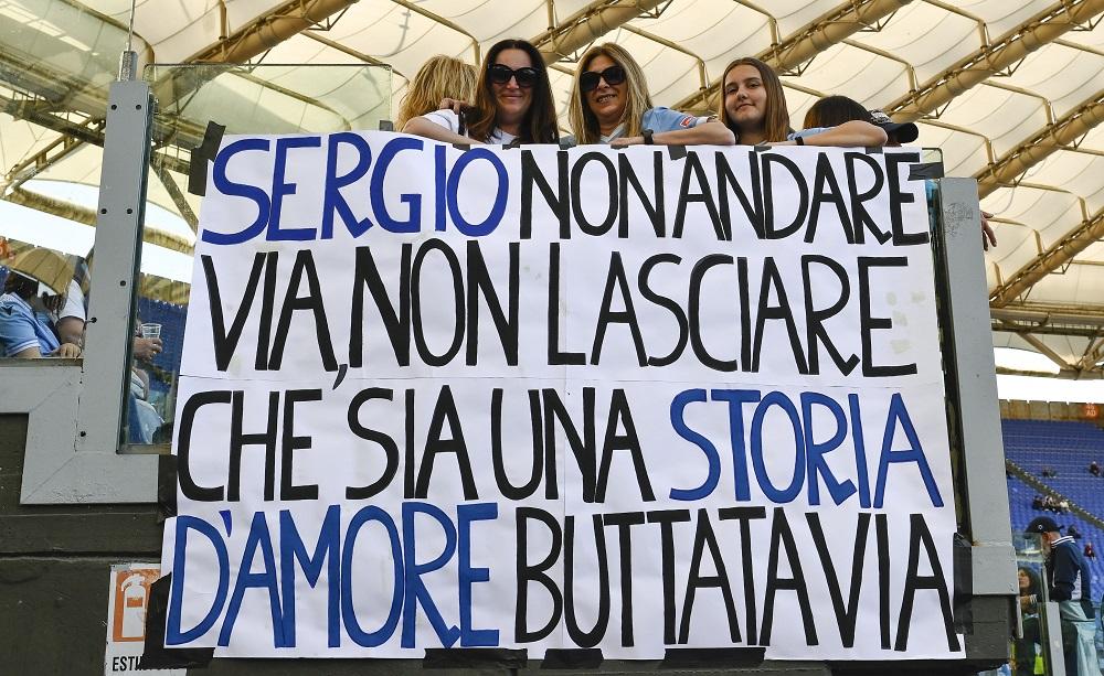 Striscione tifose Lazio