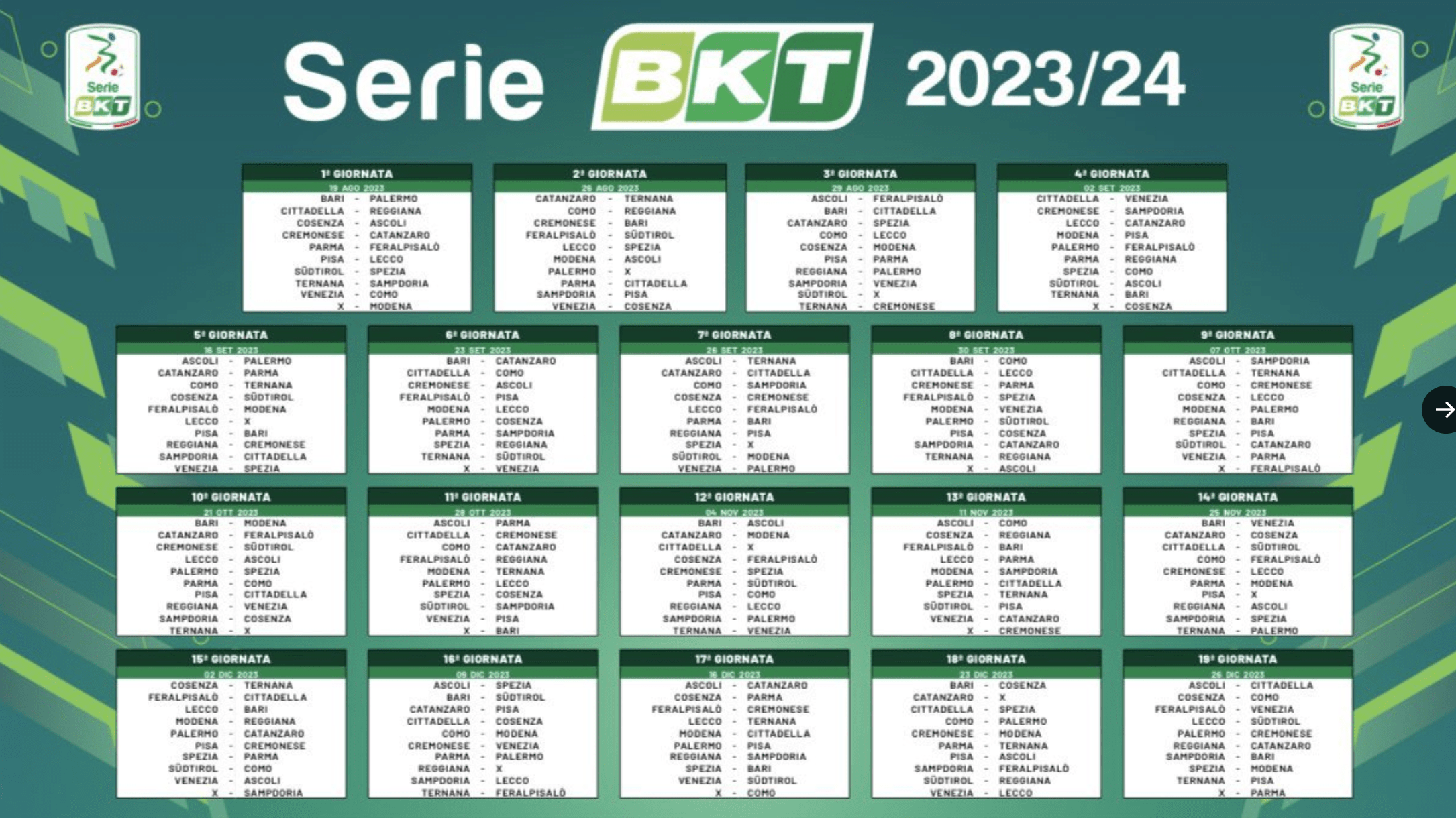 Calendario Serie A 2023 2024, tutte le giornate di campionato