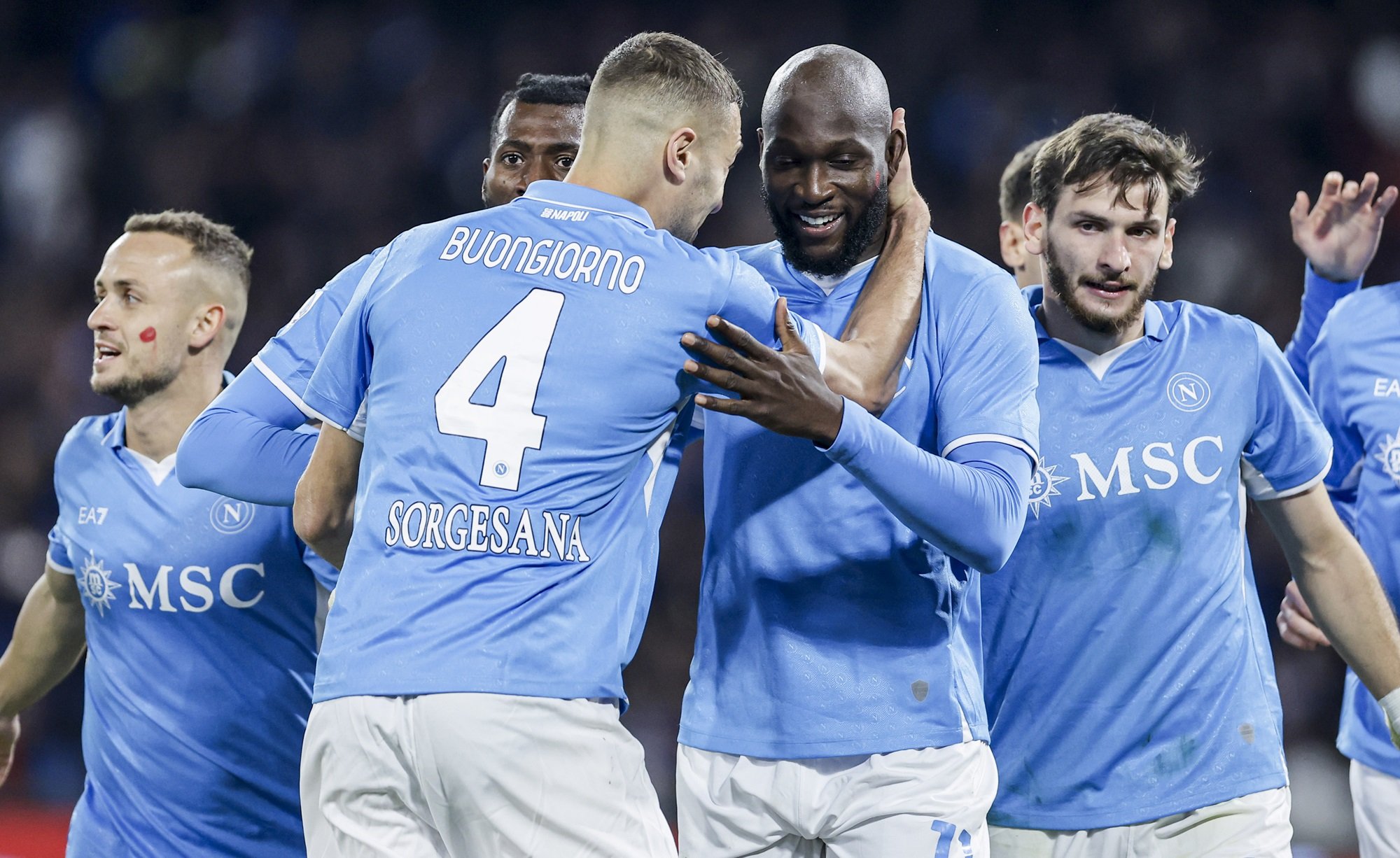 Esultanza Napoli al gol di Romelu Lukaku