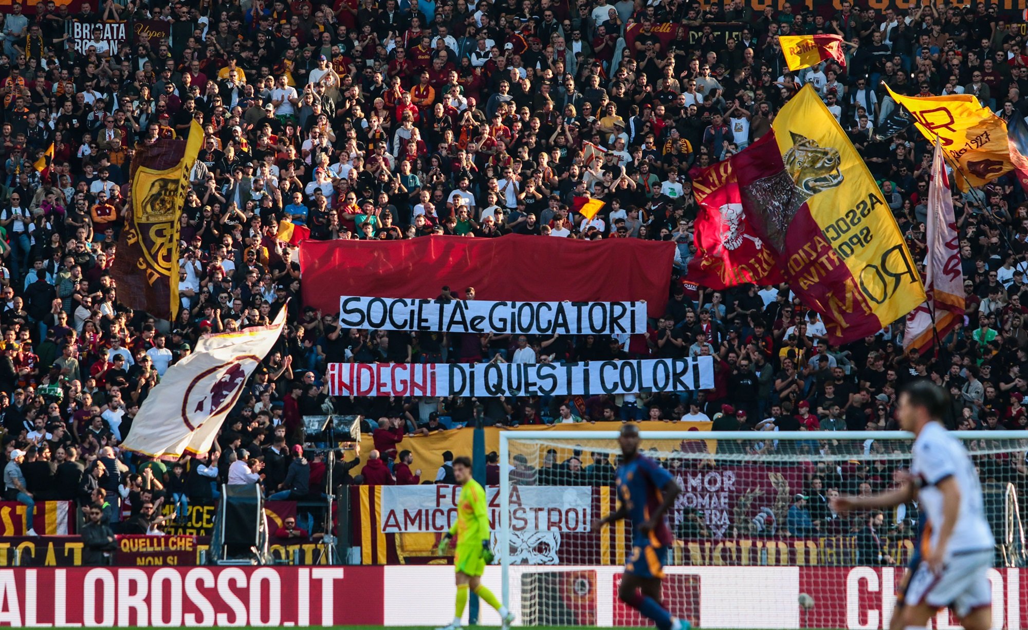 Striscione Curva Sud Roma