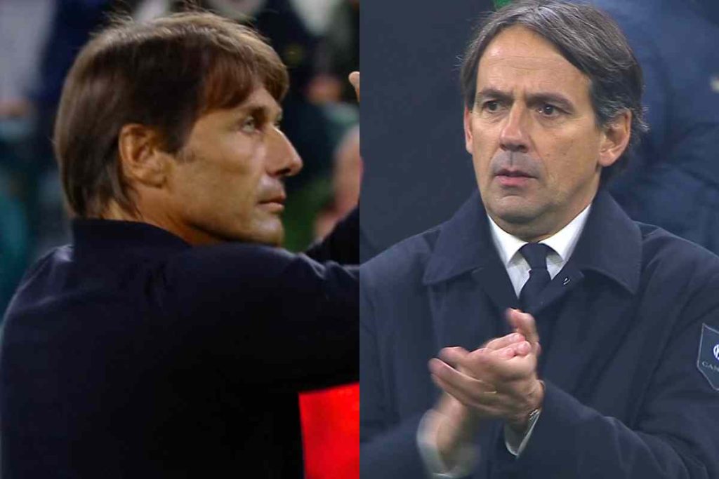 Antonio Conte allenatore del Napoli e Simone Inzaghi allenatore dell'Inter