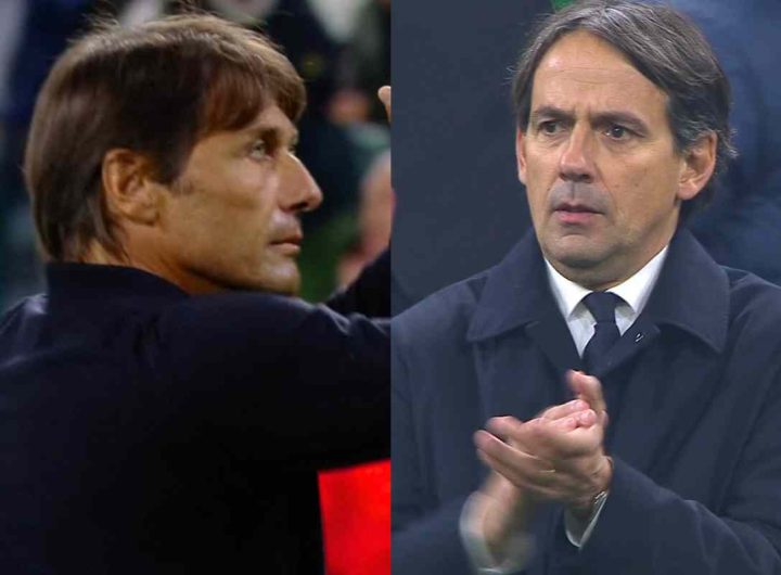 Antonio Conte allenatore del Napoli e Simone Inzaghi allenatore dell'Inter