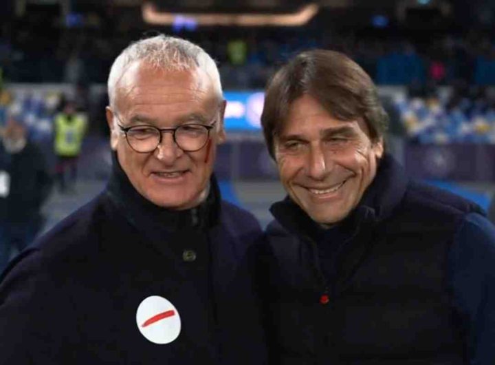 Antonio Conte allenatore del Napoli e Claudio Ranieri allenatore della Roma