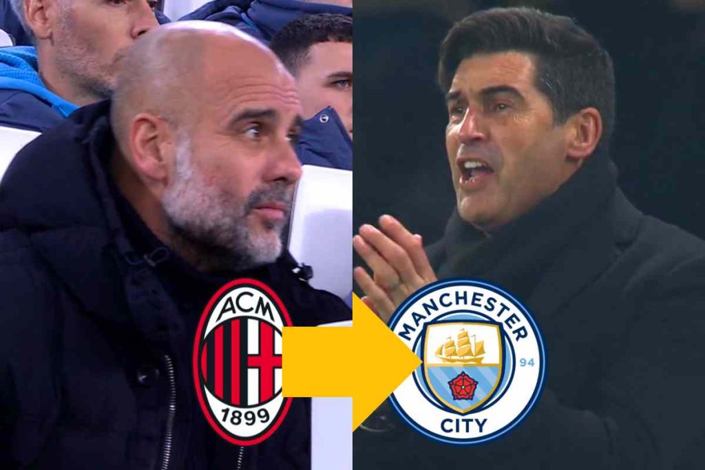 Pep Guardiola allenatore del Manchester City e Paulo Fonseca allenatore del Milan