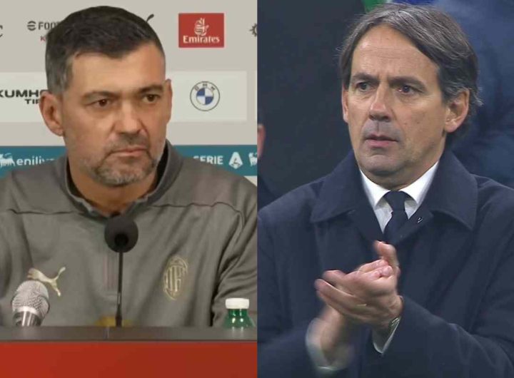 Simone Inzaghi, allenatore dell'Inter, e Sergio Conceiçao, allenatore del Milan