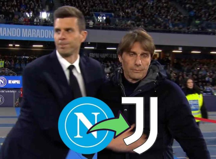 Thiago Motta, allenatore della Juventus, e Antonio Conte, allenatore del Napoli